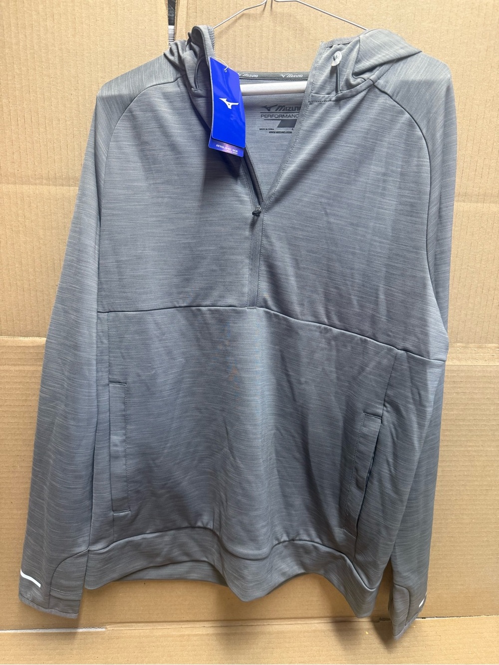 New Mizuno Light Gray Quarter-Zip Pull-up